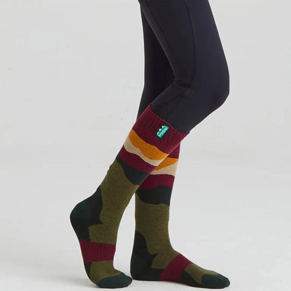 Striped knee-high merino wool socks from Ridgeline for comfy wool socks style