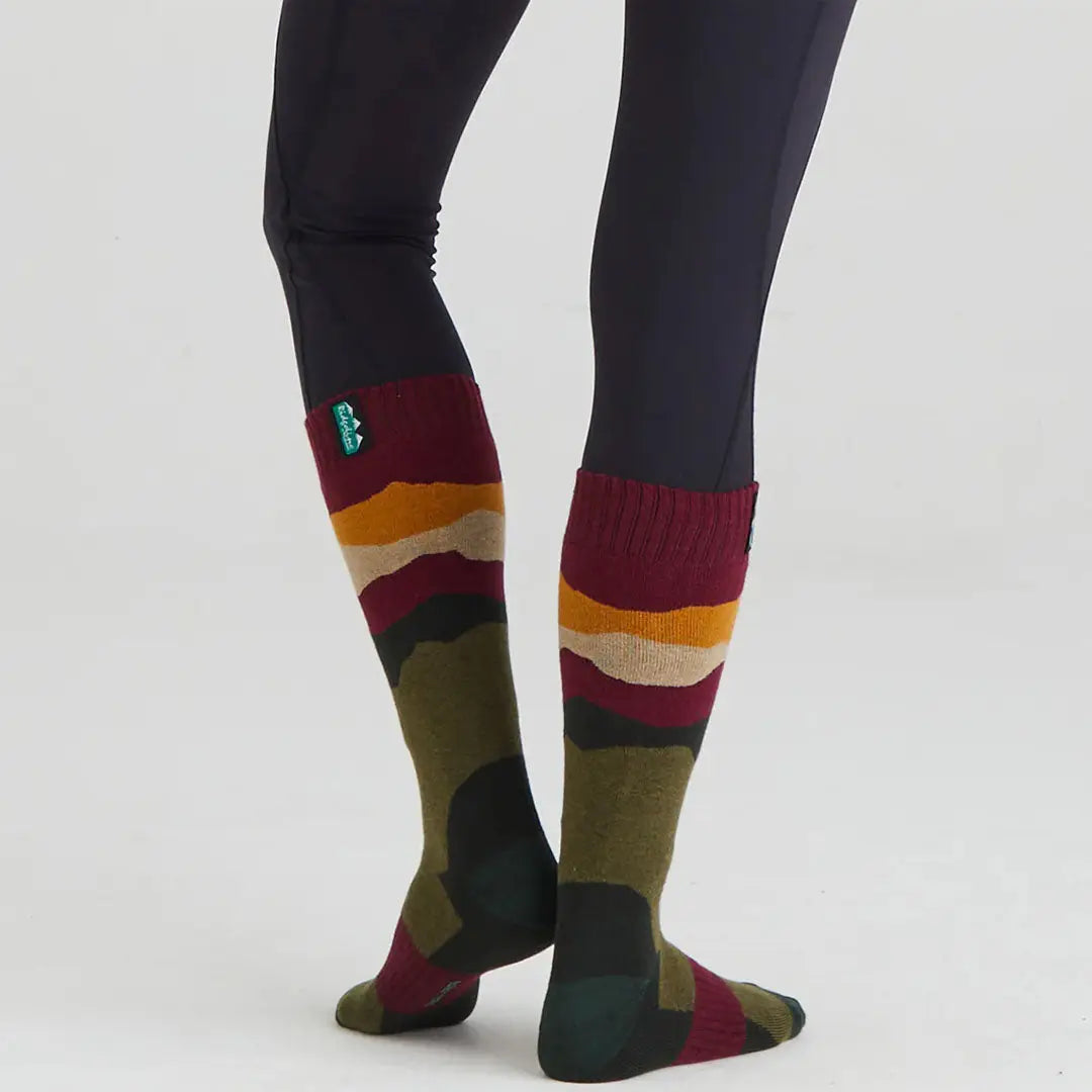 Knee-high patterned merino wool socks from Ridgeline for cozy comfort