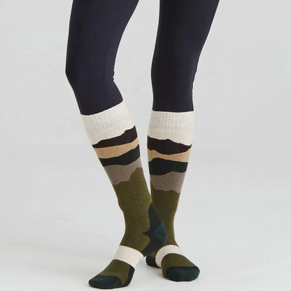 Knee-high patterned merino wool socks from Ridgeline for cozy comfort