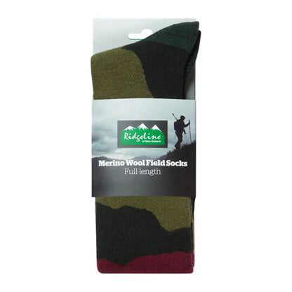 Camouflage merino wool socks from Ridgeline Merino Wool Socks Full Length collection