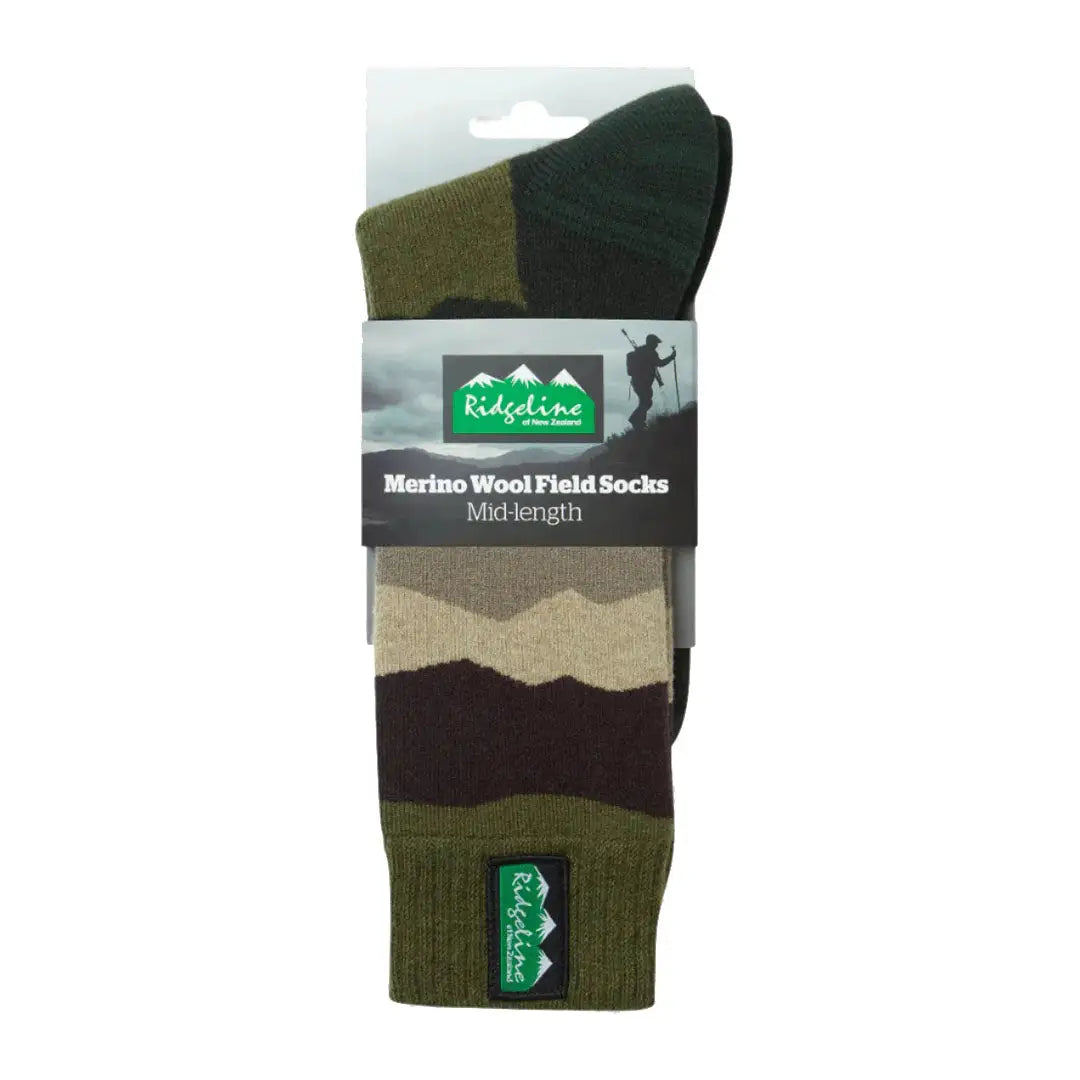 Packaged Ridgeline Merino Wool Socks mid length comfy wool socks for outdoor adventures
