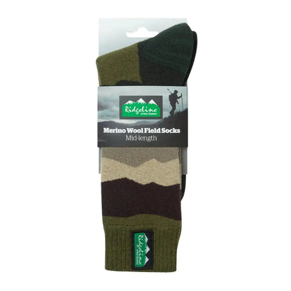 Packaged Ridgeline Merino Wool Socks mid length comfy wool socks for outdoor adventures