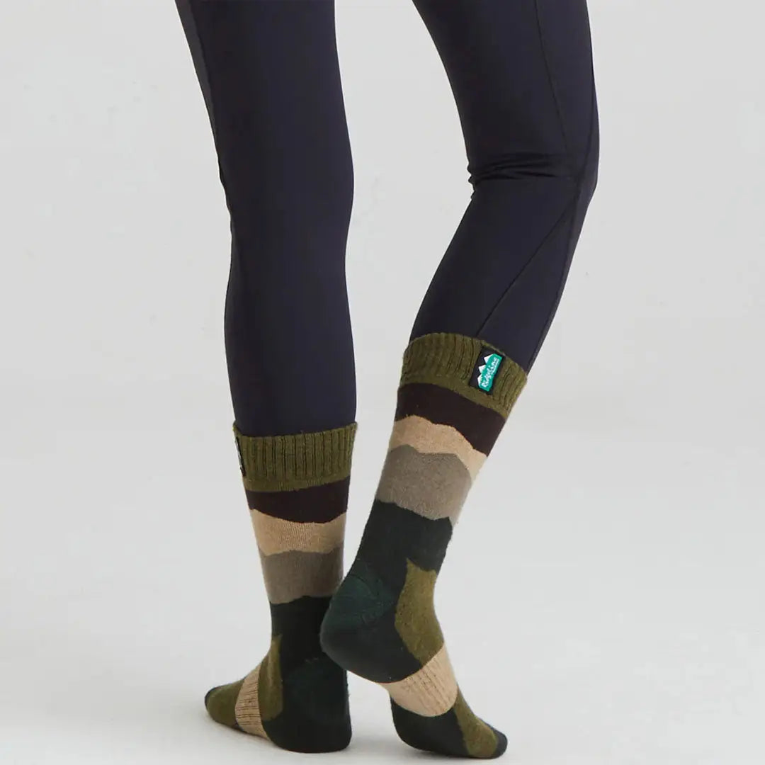 Camouflage patterned merino wool socks from Ridgeline Mid Length Wool Socks