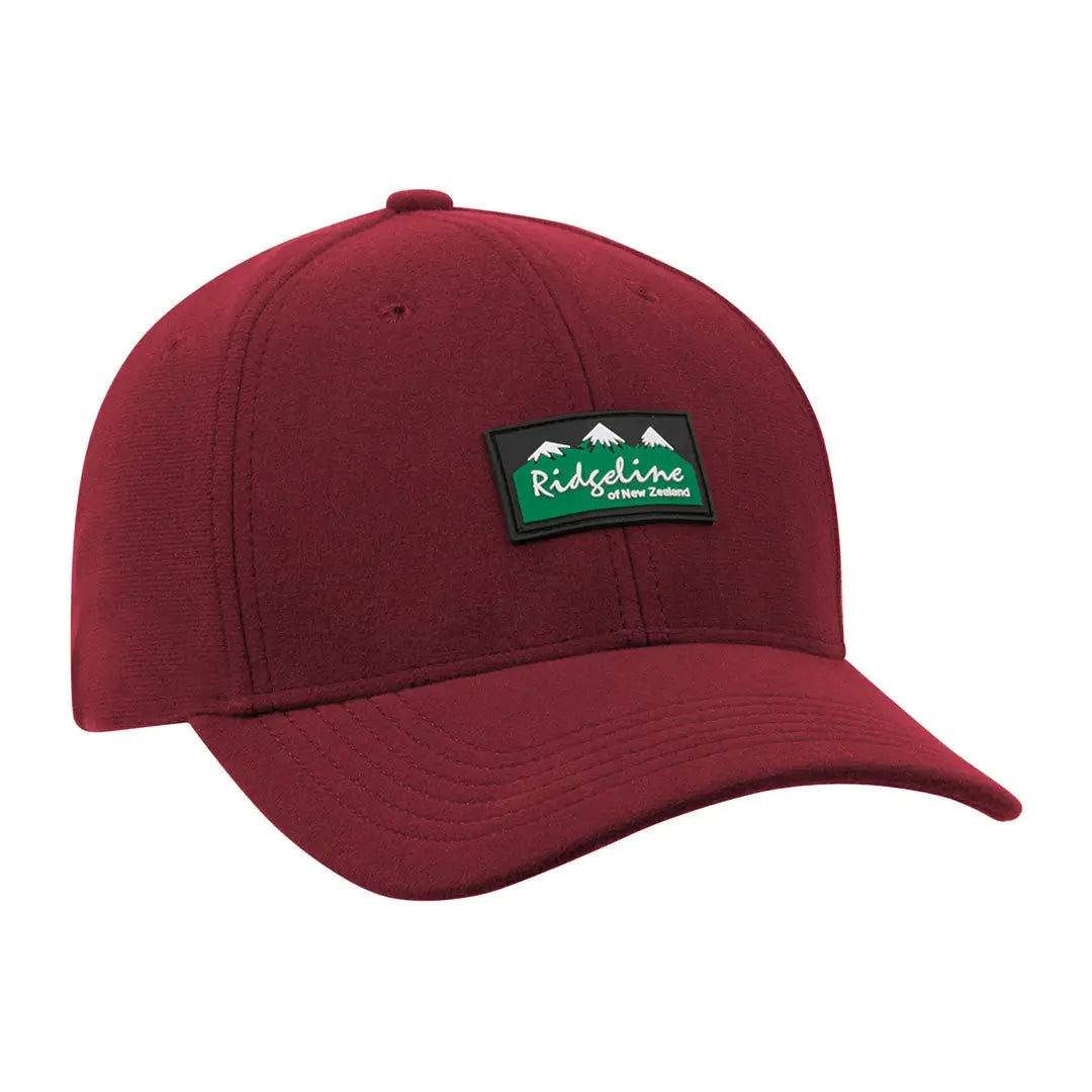 Maroon Ridgeline Monsoon Classic Cap with green and black mountain logo