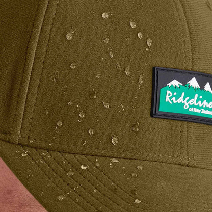 Water-repellent olive green Ridgeline Monsoon Classic Cap with New Zealand logo