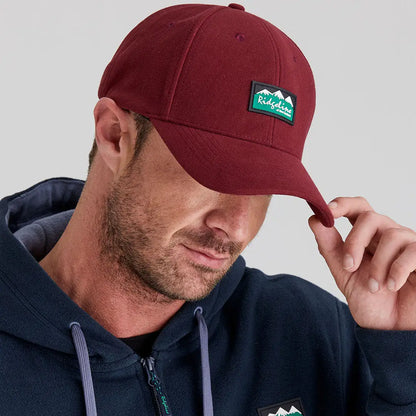 Maroon Ridgeline Monsoon Classic Cap with green and white mountain logo