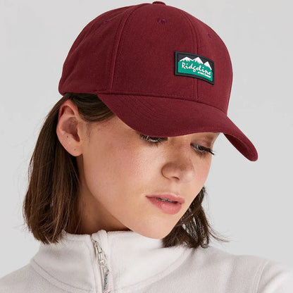 Maroon Ridgeline Monsoon Classic Cap with green and white mountain patch