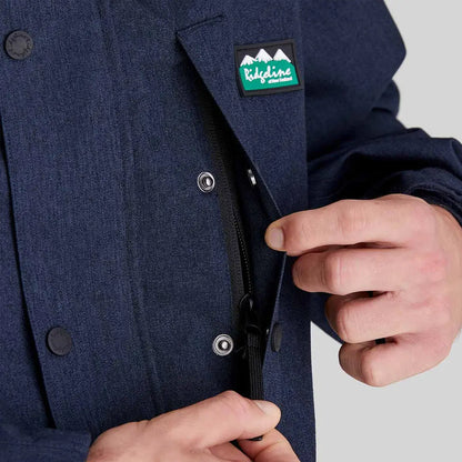 Navy blue Ridgeline Monsoon Light Jacket with zipper and snap closures for weather protection
