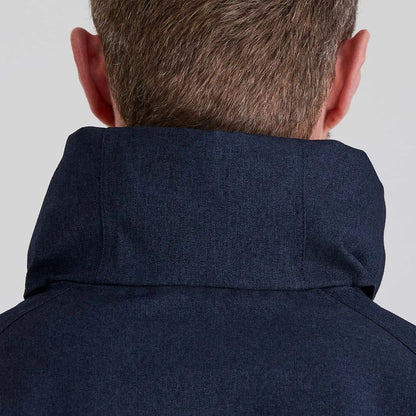 Navy blue Ridgeline Monsoon Light Jacket with high collar for outdoor adventures