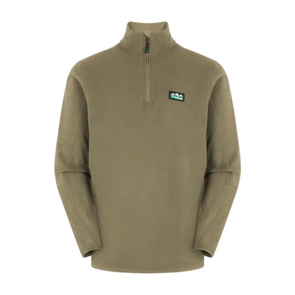 Khaki quarter-zip fleece pullover made of highly functional polyester from Ridgeline Narvik