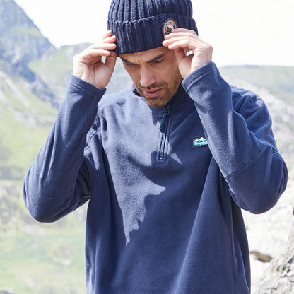Navy Ridgeline Narvik Fleece pullover with matching beanie made of highly functional polyester fleece