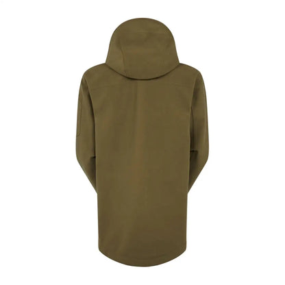 Olive green hooded Ridgeline Tempest Smock coat viewed from the back