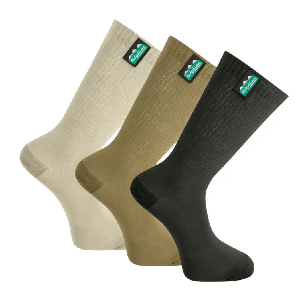 Three pairs of Ridgeline Unisex Cotton Light Work Socks, comfy light work socks