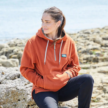 Rust-colored Ridgeline Womens Ballistic Hoodie in a cozy hooded sweatshirt style