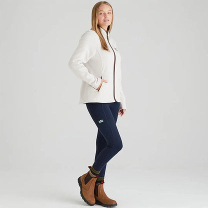 Woman wearing a Breanna Fleece jacket in cream, perfect for country hunting style