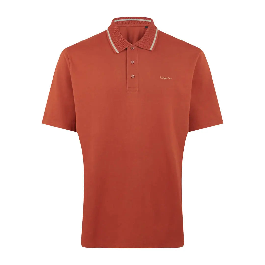 Rust-colored Kilworth Polo Shirt with a cool striped collar for stylish comfort