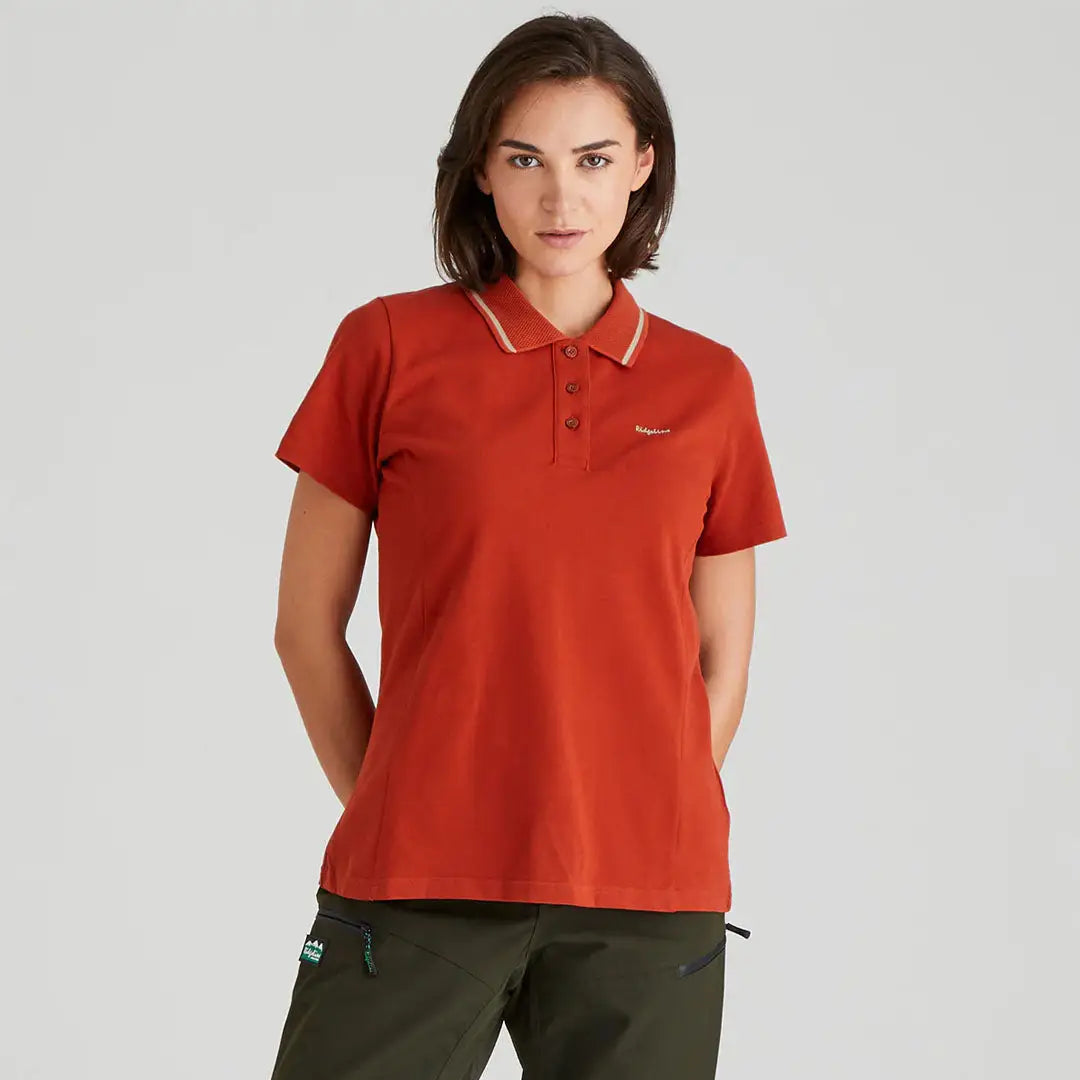 Rust-colored Ridgeline Womens Kilworth Polo Shirt, stylish kilworth polo shirt for women