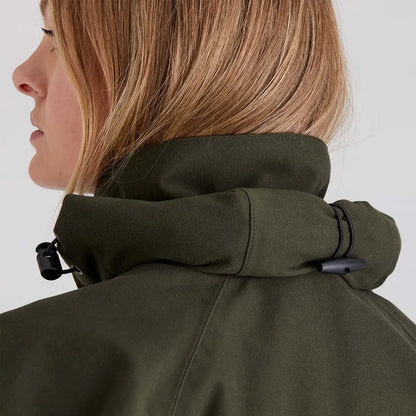 Olive green collar of Ridgeline Womens Monsoon Classic Jacket, perfect for monsoon days