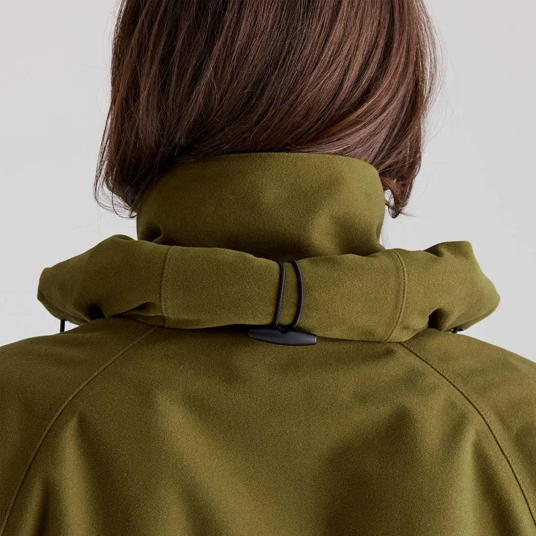 Olive green Ridgeline Womens Monsoon Classic Smock jacket with high collar for rain fun