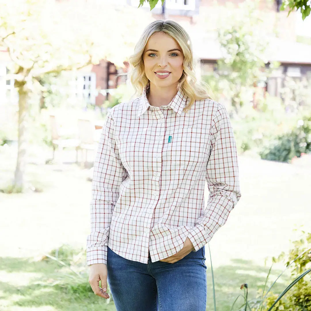 Ridgeline Womens Sedgebrook Shirt featuring a stylish plaid button-down design