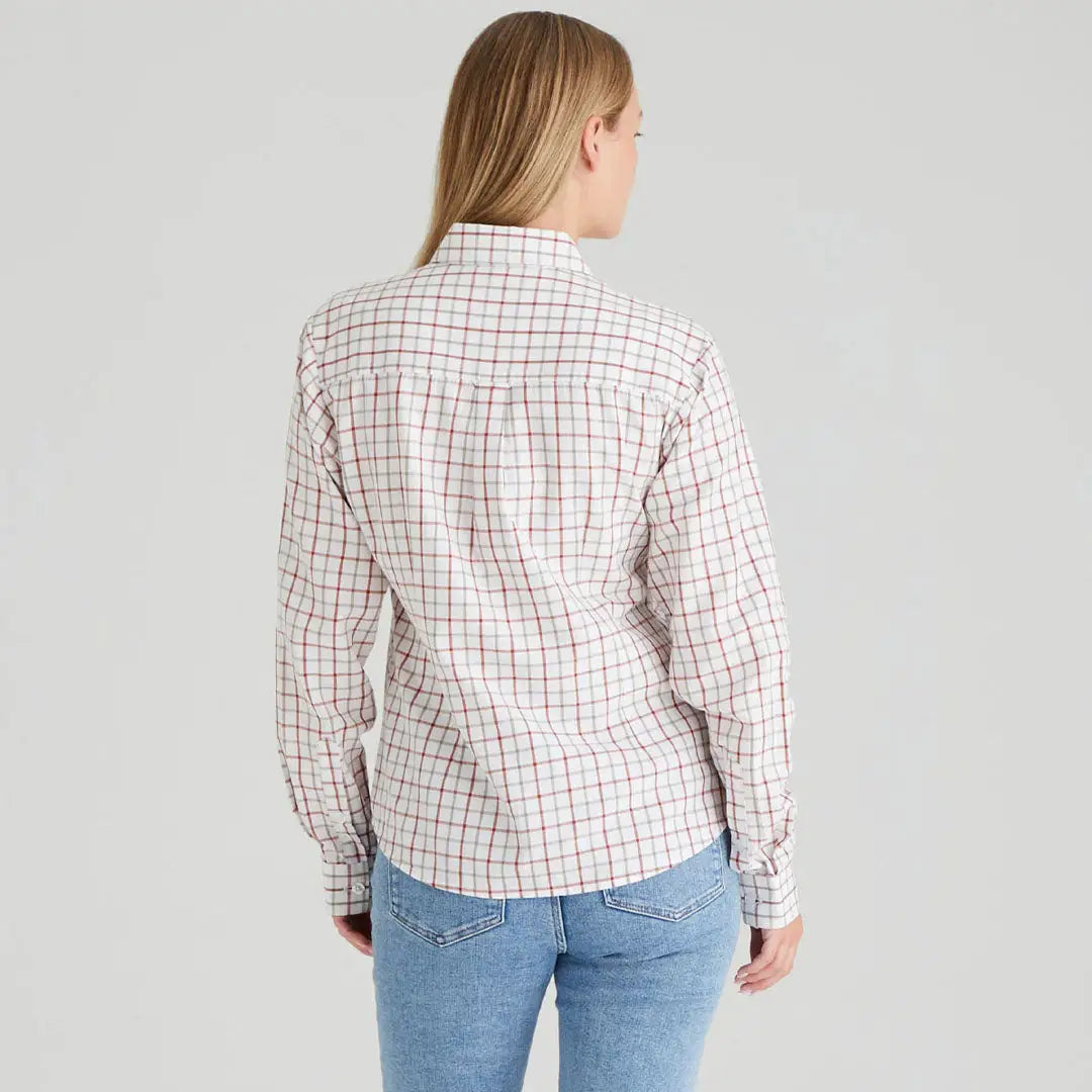 Ridgeline Womens Sedgebrook Shirt showing a woman’s long-sleeved plaid top for casual style