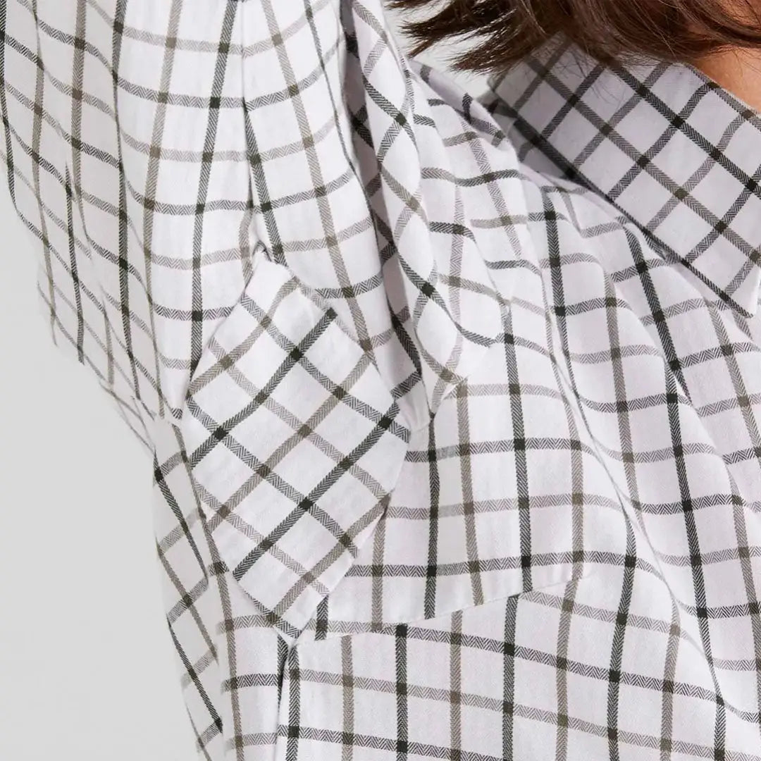 White and black plaid Ridgeline Womens Sedgebrook shirt with chest pocket