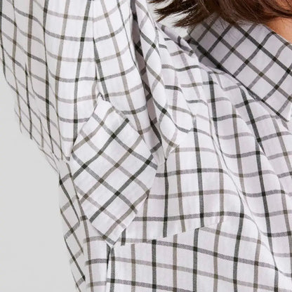 White and black plaid Ridgeline Womens Sedgebrook shirt with chest pocket