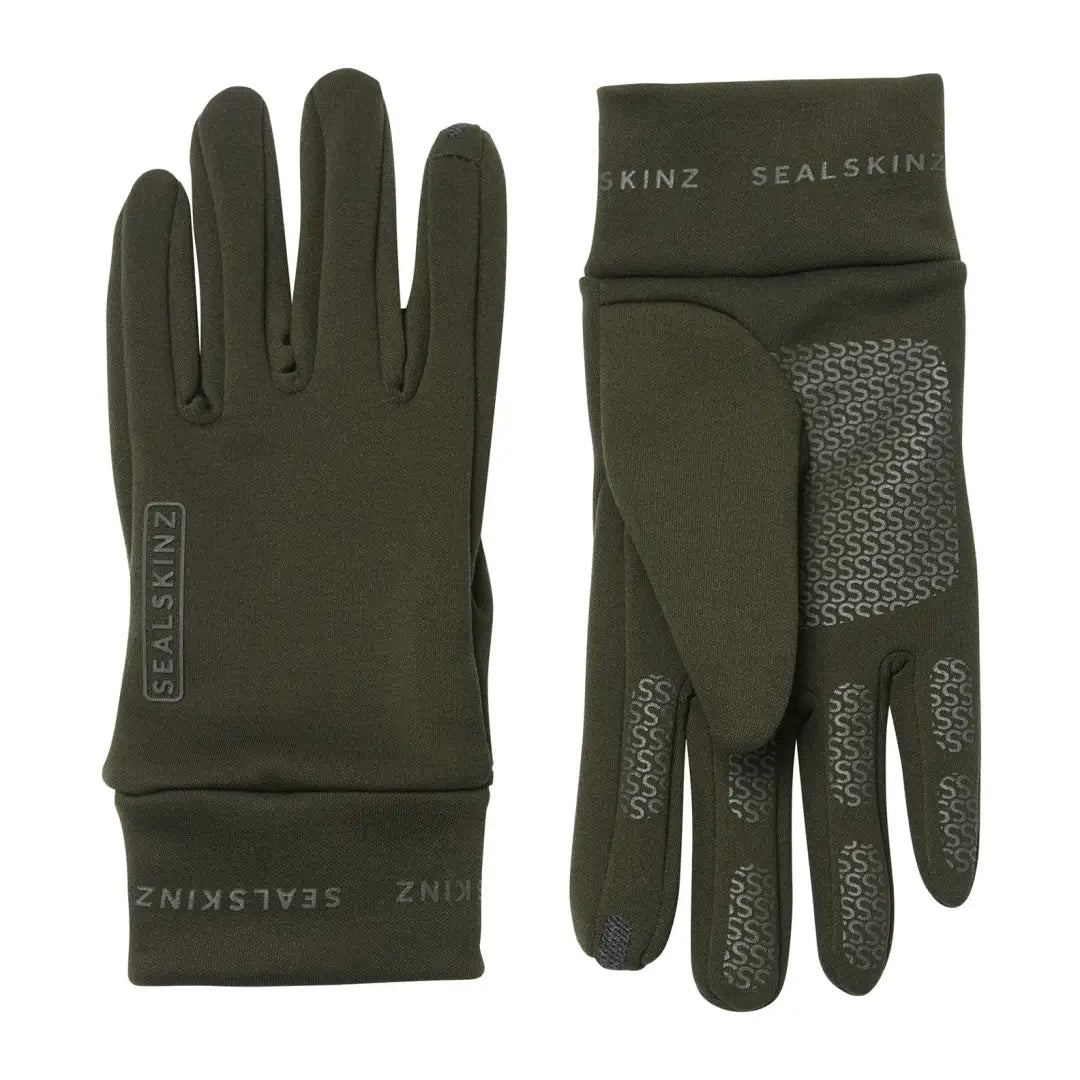 Dark green Sealskinz Nano Fleece Gloves with textured grip for country clothing adventures