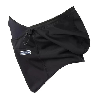 Black Sealskinz Beetley waterproof head gaitor with adjustable drawstring for hunting and country clothing
