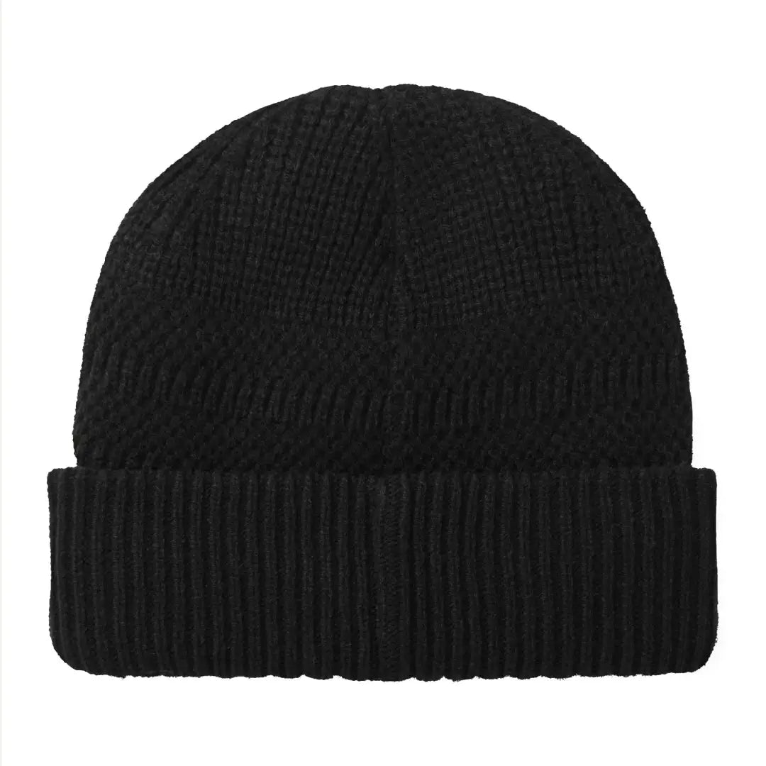 Black knit roll cuff beanie with textured stripe and ribbed cuff from Sealskinz Gressenhall