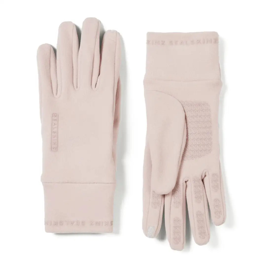 Light pink Sealskinz Lenwade micro fleece gloves with textured grips for hunting and country clothing