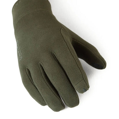 Olive green touchscreen-compatible glove made with micro fleece, perfect for country clothing and hunting