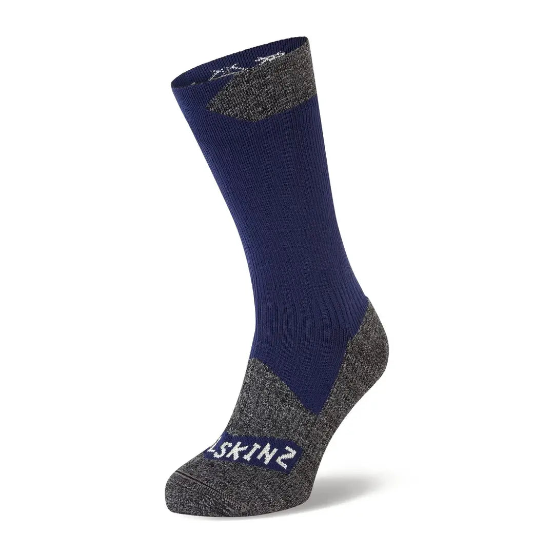 Blue and gray Sealskinz Raynham Waterproof Socks for all weather adventures
