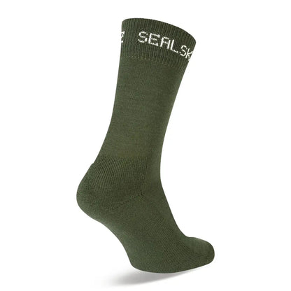 Olive green Sealskinz Suffield Solo Merino Liner Sock for hunting and outdoor country clothing
