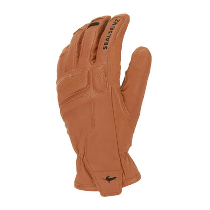 Brown leather Sealskinz Twyford Glove for waterproof cold weather work with reinforced palms