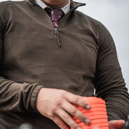 Brown fleece pullover with clay targets, Seeland Benjamin Half Zip Fleece for outdoors