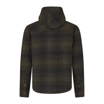 Plaid hooded shirt jacket on Seeland Canada Yukon Jacket, perfect for Yukon adventures