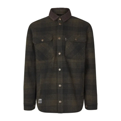 Plaid button-down shirt jacket styled as Canada Yukon Shirt for Yukon look