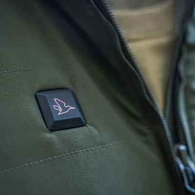 Olive green Seeland Celsius Aia Womens Heat Jacket with illuminated bird logo