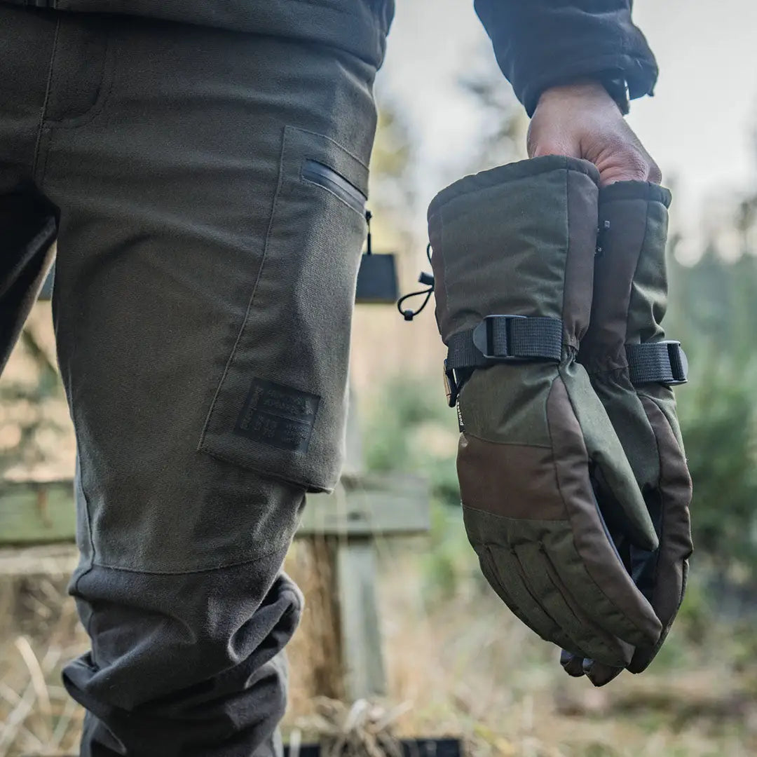 Olive green Seeland Celsius Heat Gloves for winter warmth and protection