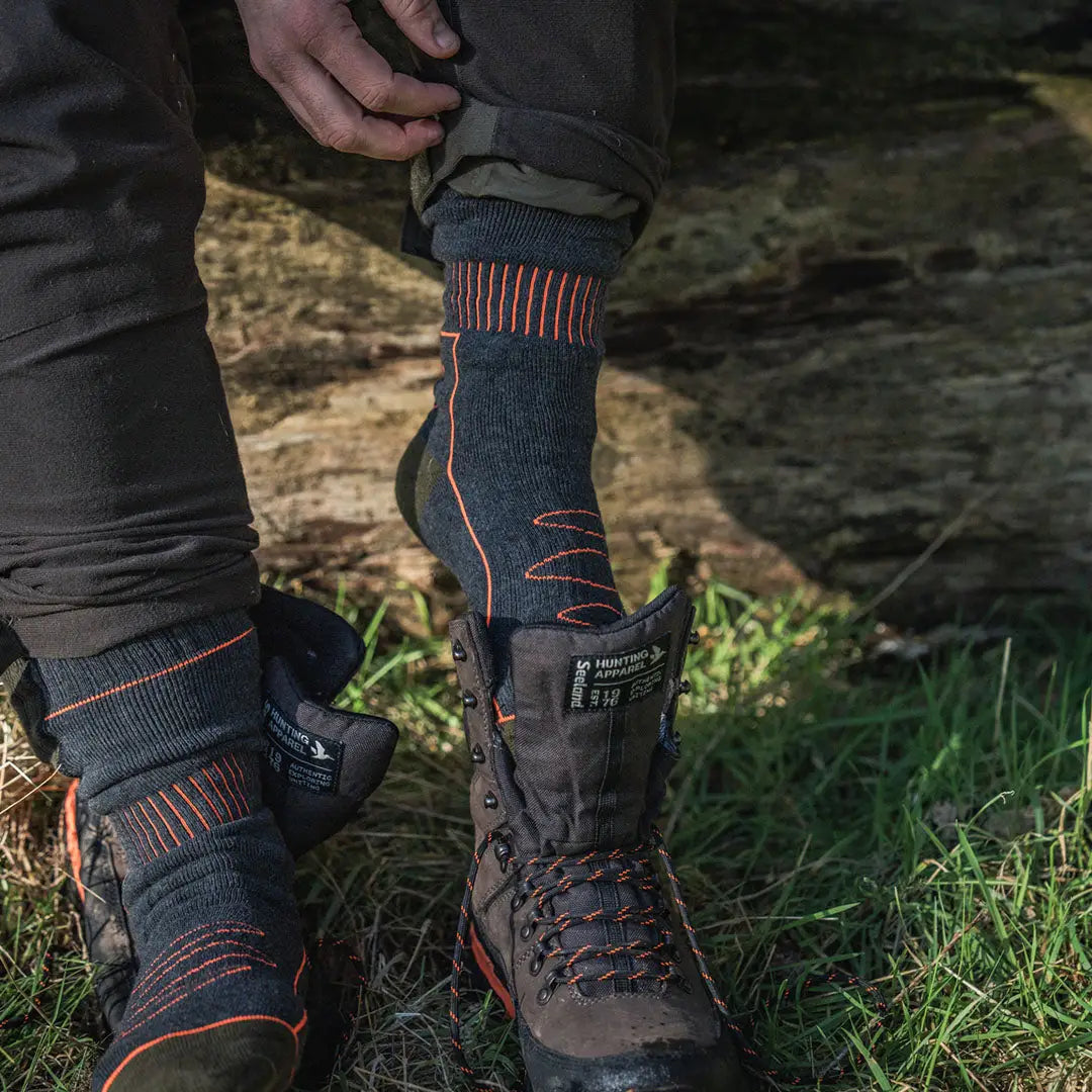 Seeland Celsius Heat Sock with dark gray and orange accents for country clothing warmth