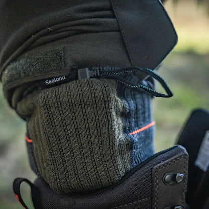 Green and black gaiter over boot for Celsius Heat Sock by Seeland, perfect for country clothing