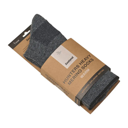 Packaged gray Seeland Field Heavy Merino Socks perfect for outdoor adventures