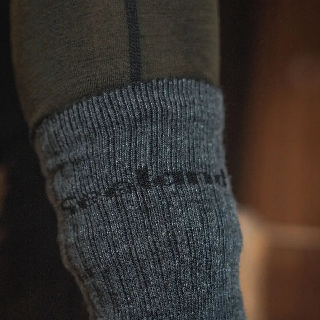 Gray ribbed sock from Seeland Field Heavy Merino Sock, perfect for heavy field wear