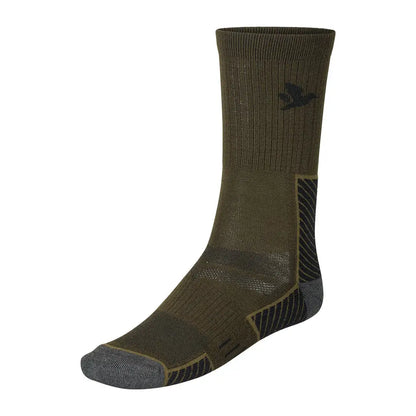 Olive green Seeland Field Merino Sock 2Pack with bird logo for country clothing and hunting
