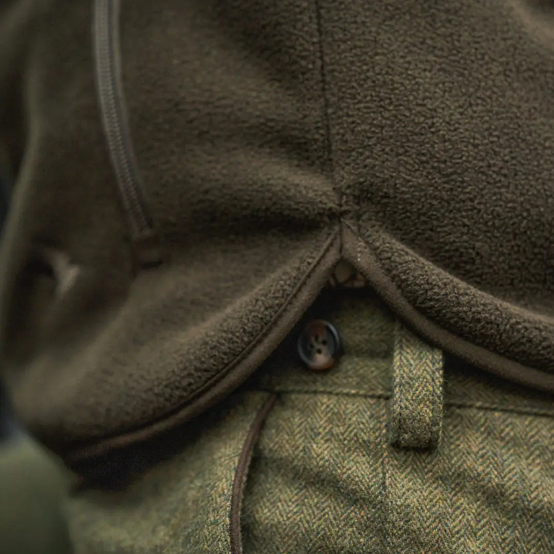 Olive green fog fleece and tweed country clothing perfect for hunting trips