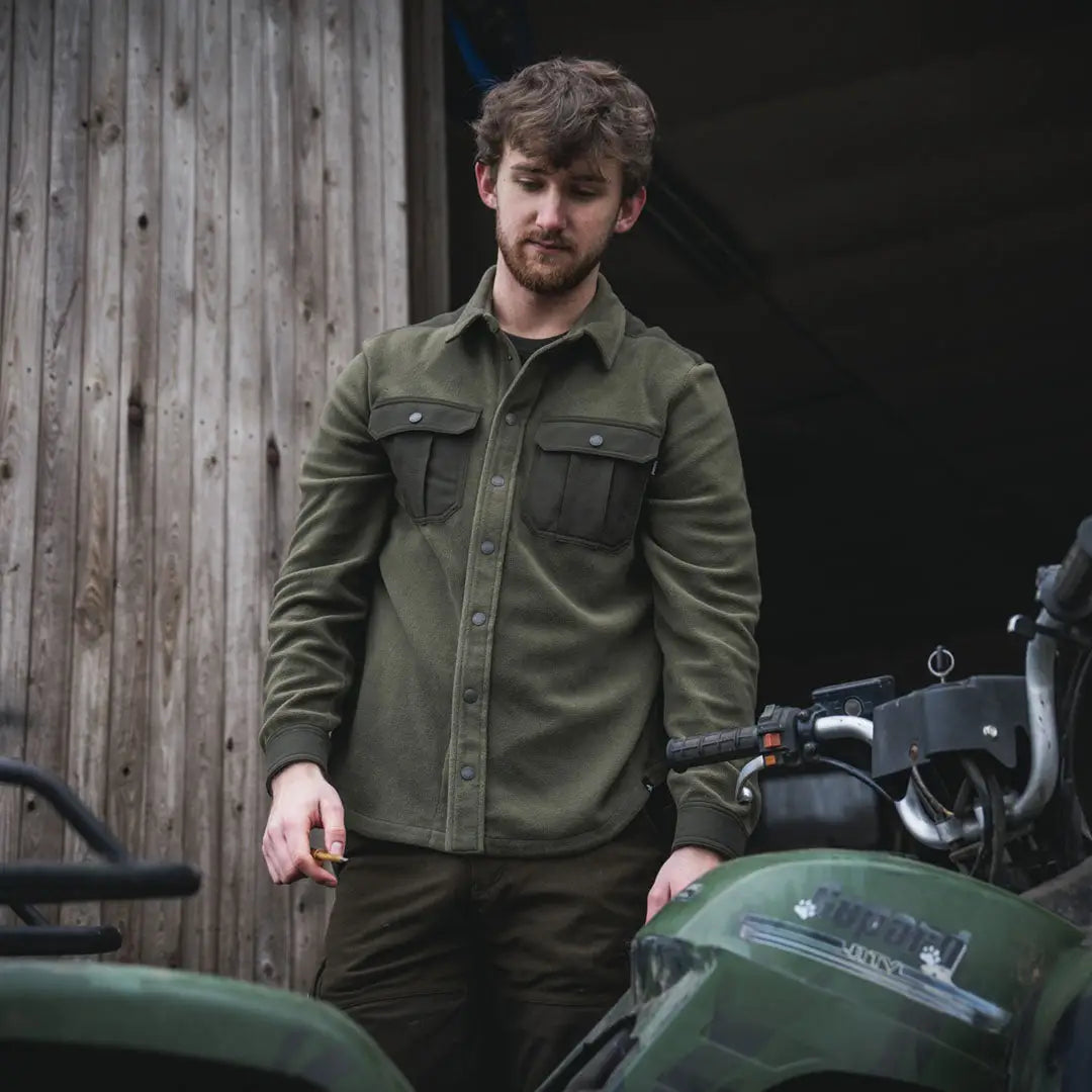 Olive green Gust Fleece Shirt, Seeland Gust Fleece Shirt, casual fleece shirt for men