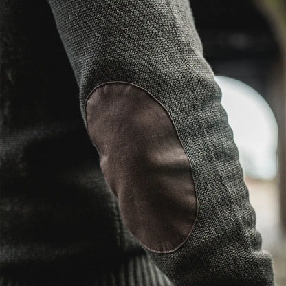 Gray sweater with elbow patch from Seeland Haze Windbreaker Knit Jumper, a stylish midweight wool-blend pullover