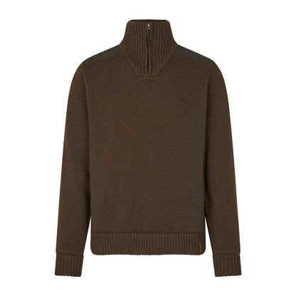 Brown knit half-zip sweater as part of Seeland Haze Windbreaker with seetex® lining