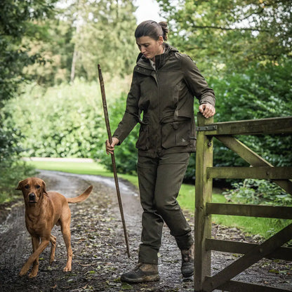 Woman in outdoor country clothing with dog wearing Seeland Highpoint Womens Harriet Jacket